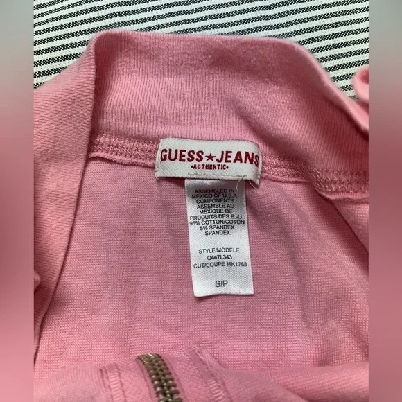Guess Jeans Y2K Pink Off the Shoulder Zip Jacket - Picture 3 of 3